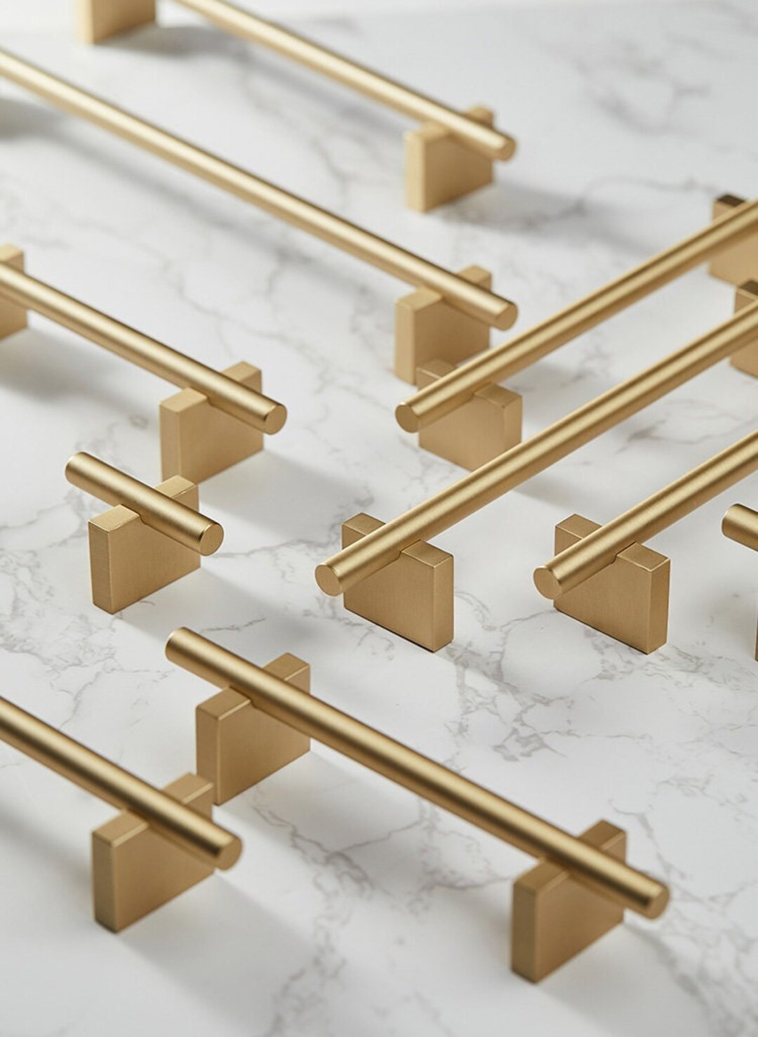 Solid Brass Cabinet Pull Wardrobe Door Handle, T Bar Drawer Pull Brass ...