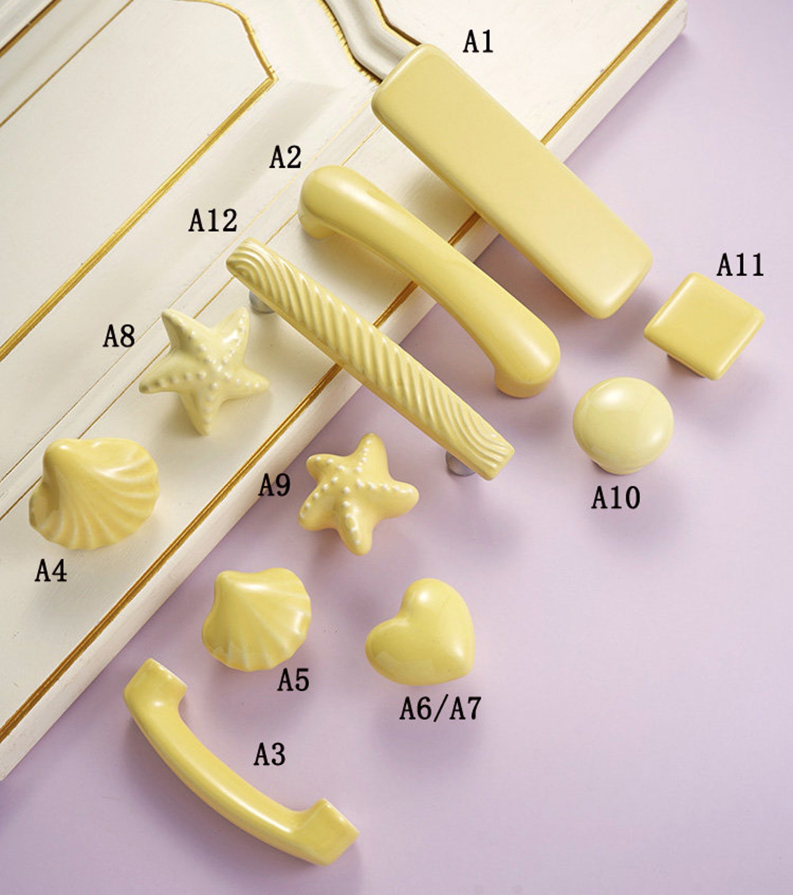 Yellow Series Ceramic Knob Pull Hardwares Starfish Etsy