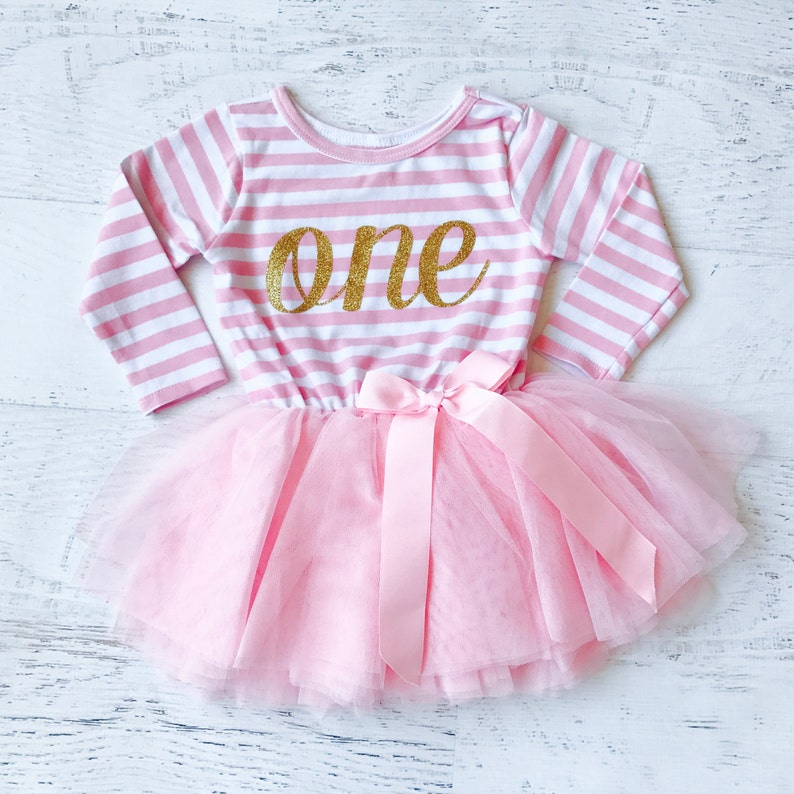 Tutu First Birthday Outfit Girl Pink and Gold First Birthday Outfit Gold First Birthday Outfit Tutu Dress Girls First Birthday Outfit