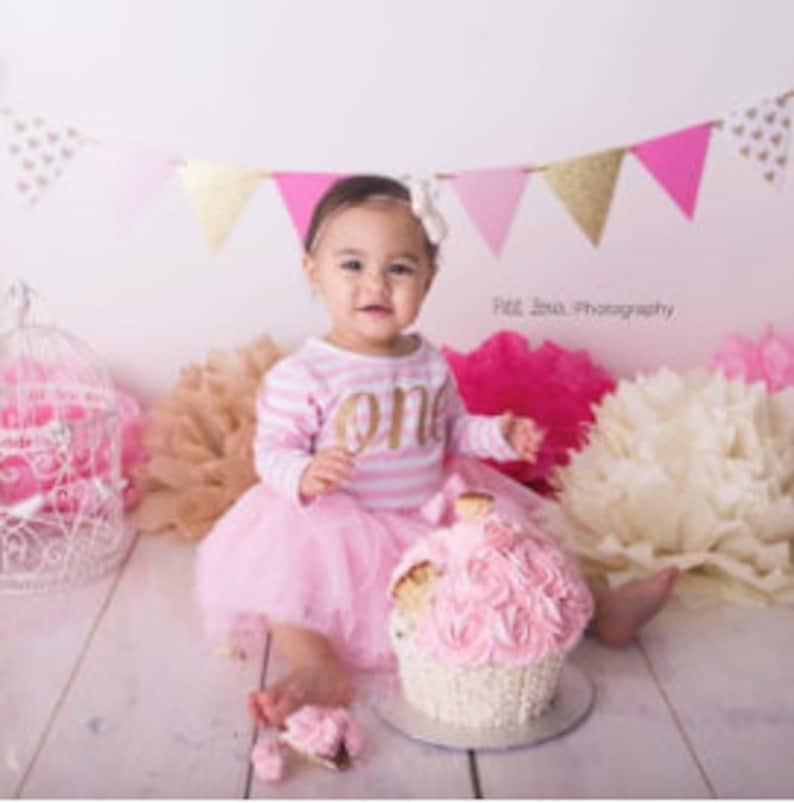 Tutu First Birthday Outfit Girl Pink and Gold First Birthday Outfit Gold First Birthday Outfit Tutu Dress Girls First Birthday Outfit