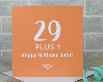 30th birthday card - milestone birthday, personalised 30th birthday card, 29 plus 1