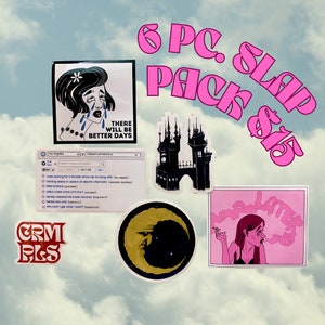 Glossy Vinyl Art Sticker Slap Pack of 6 | Original Artwork and Design