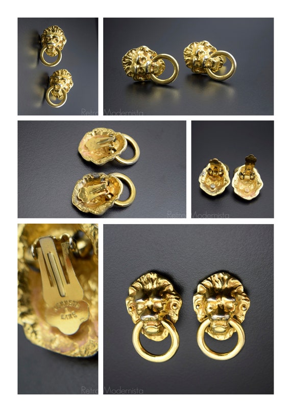 Kenneth Lane doorknocker lion earrings - image 3