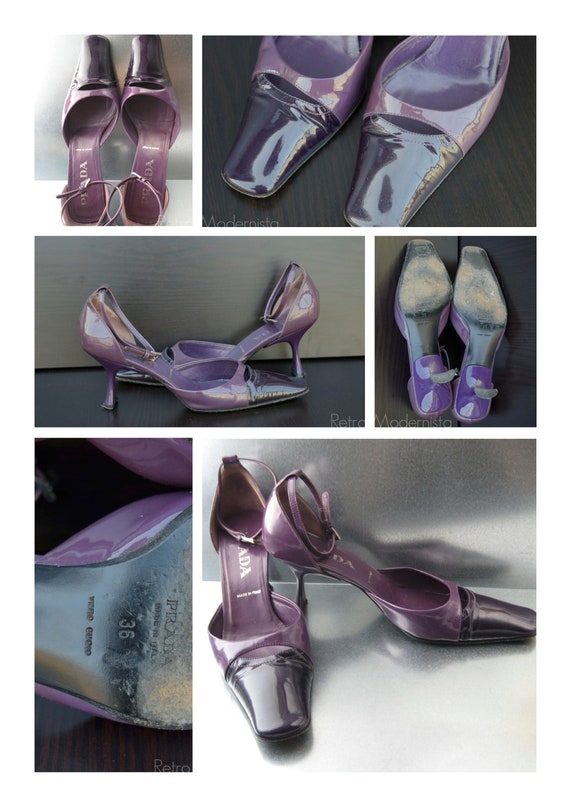 Prada Purple Stylish Leather Sling Pumps, Size 36 ( EU), 3 (UK), 6