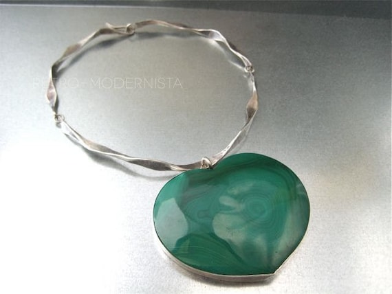 Superlative solid sterling silver necklace with M… - image 2