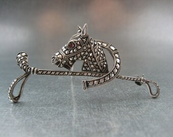 ヴィンテージ シルバー マーカサイト ホース ブローチ - Etsy 日本