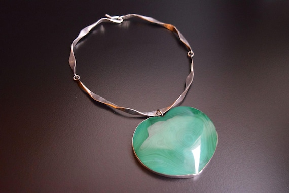 Superlative solid sterling silver necklace with M… - image 1