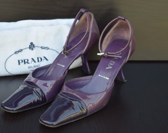 Prada Purple Stylish Leather Sling Pumps, size 36 ( EU), 3 (UK), 6 (US)