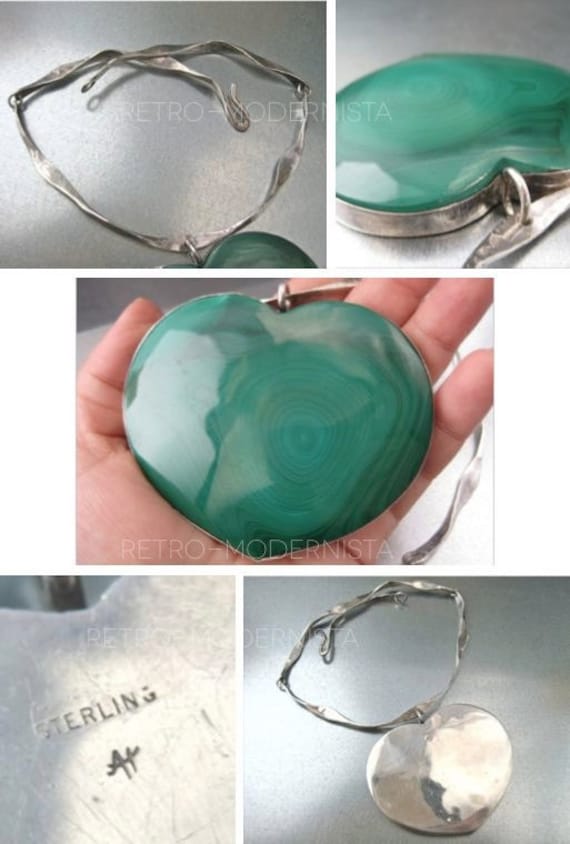 Superlative solid sterling silver necklace with M… - image 4