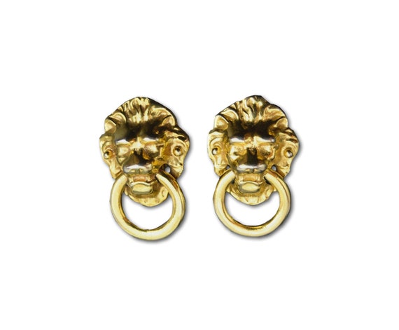 Kenneth Lane doorknocker lion earrings