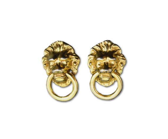 Kenneth Lane doorknocker lion earrings - image 1