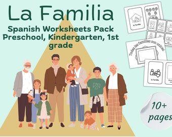 La Familia Spanish Vocabulary worksheets preschool kindergarten first grade flashcards coloring