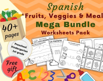 Spanish Food Worksheets | Handwriting, Counting, Letters (Digital Download)