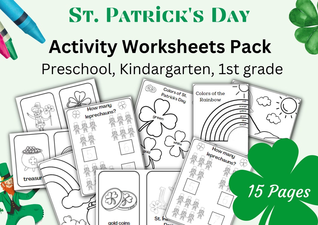 Preschool Printable Activity Pack, St. Patrick's Day Worksheets Bundle ...