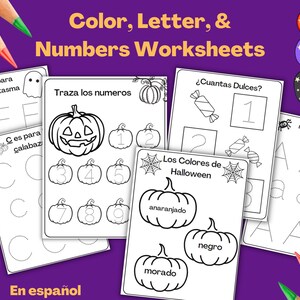 Spanish Halloween Worksheets – Number & Letter Tracing, Coloring (Printable) image 3