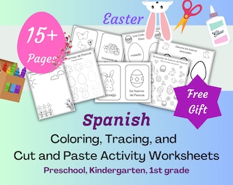 Spanish Easter Activity Worksheets, Tracing, Coloring (Digital Download)