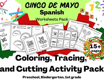 Spanish Cinco de Mayo Activity Pack, Coloring, Tracing (Digital Download)