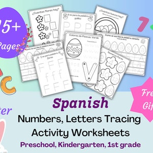 Spanish Easter worksheets - Spanish worksheets for number tracing, letter tracing, handwriting practice