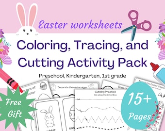 Easter Activity Pack, Coloring, Tracing, Cutting (Digital Download)