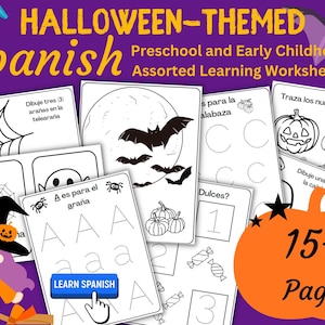 Spanish Halloween Worksheets – Number & Letter Tracing, Coloring (Printable) image 1