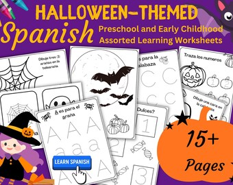 Spanish Halloween Worksheets – Number & Letter Tracing, Coloring (Printable)