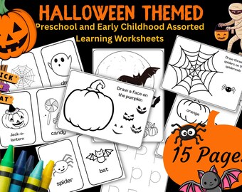 Halloween Activity Worksheets Bundle, Numbers, Letters, Coloring Pages (Printable)