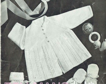 Bellmans 331 baby matinee coat set vintage knitting pattern