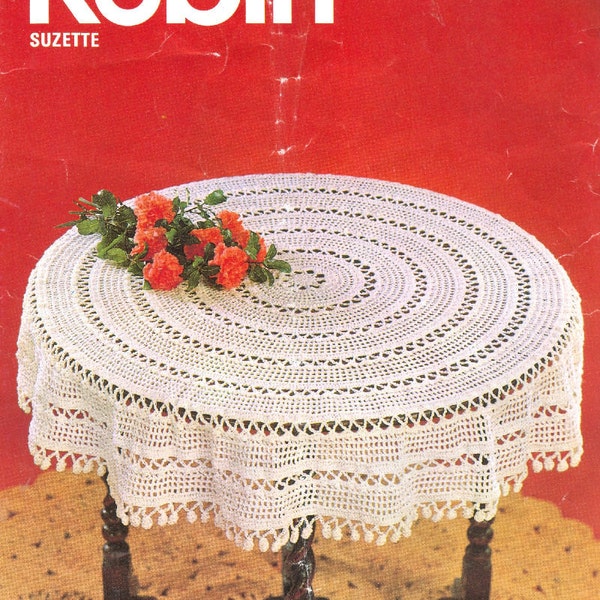 D Robin 2678 large round circular tablecloth vintage crochet pattern PDF instant download
