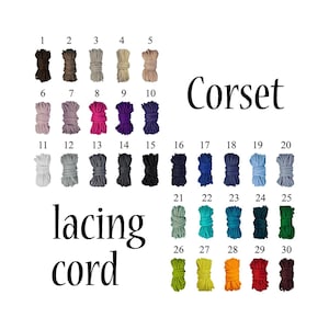 Corset lacing cord, corset lace, corset cord, white, beige, black, purple, blue, navy, green, yellow, brown, pink