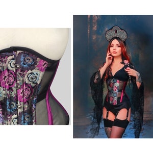 Jacquard roses lace corset, waist training underbust corset, cosplay, lingerie, retro, corset top, victorian, gothic