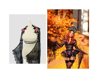 Lace Vampire Bolero, Flared Witch Sleeves, Gothic Cosplay