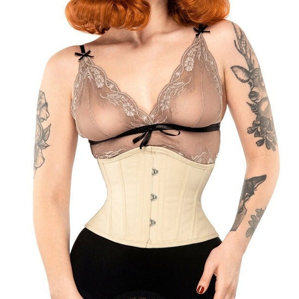 Beige underbust corset, corset belt, waspie, cosplay, lingerie, retro, renaissance, steampunk, victorian