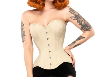 Beige overbust corset, wedding, bride, cosplay, lingerie, corset top, retro, renaissance, steampunk