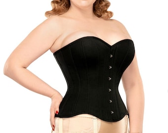 Black overbust corset, gothic, corset top, lingerie, cosplay, wedding, bride, body shaper, victorian