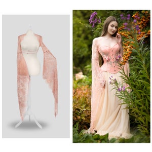 Witch sleeves bolero, pink bolero, fairy, lace bolero, flared sleeves,  jacket, romantic, cosplay, boho