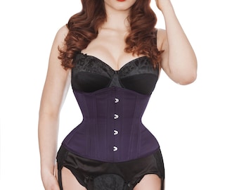 Purple Violet Plain Tightlacing Waist Cincher Steel Bones Waist Training Underbust  Corset 