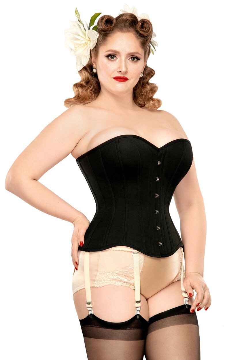 Clip and Zip Waist Trainer Corset Plus size, M / Black