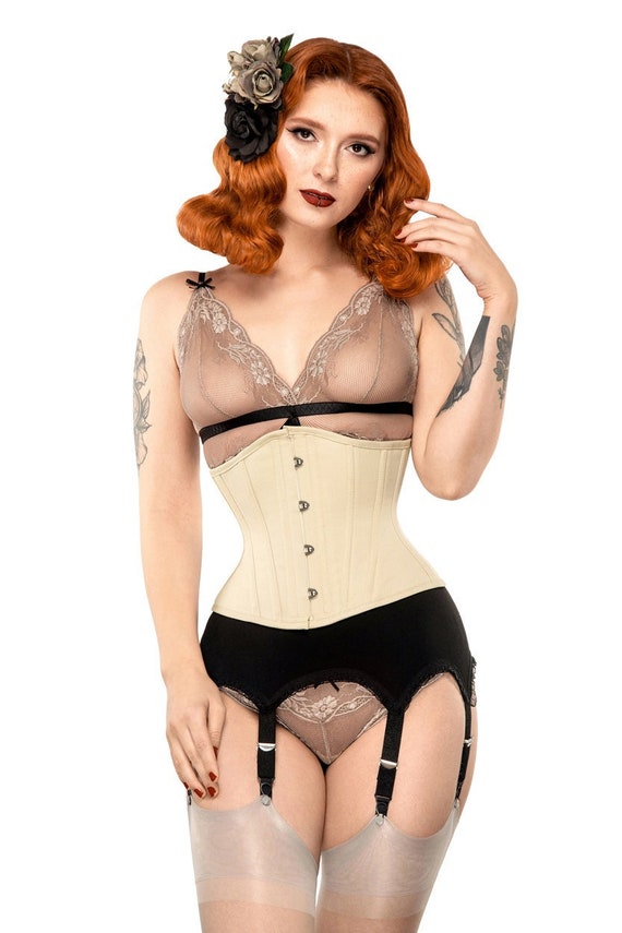 Beige Plain Tightlacing Waist Cincher Steel Bones Waist Training