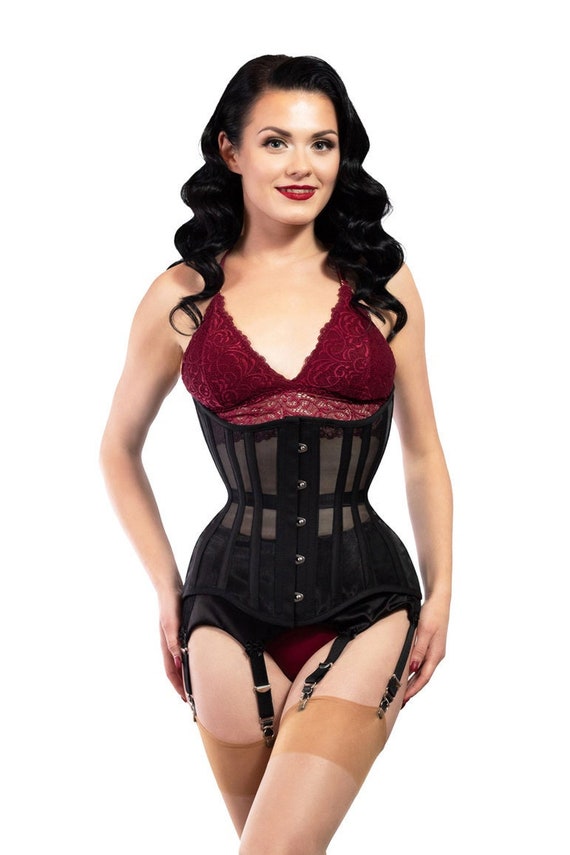 Black Mesh Sheer Corset, Underbust, Waist Training, Corset Top, Fetish,  Sexy, Gothic, Cosplay, Body Shaper, BDSM 