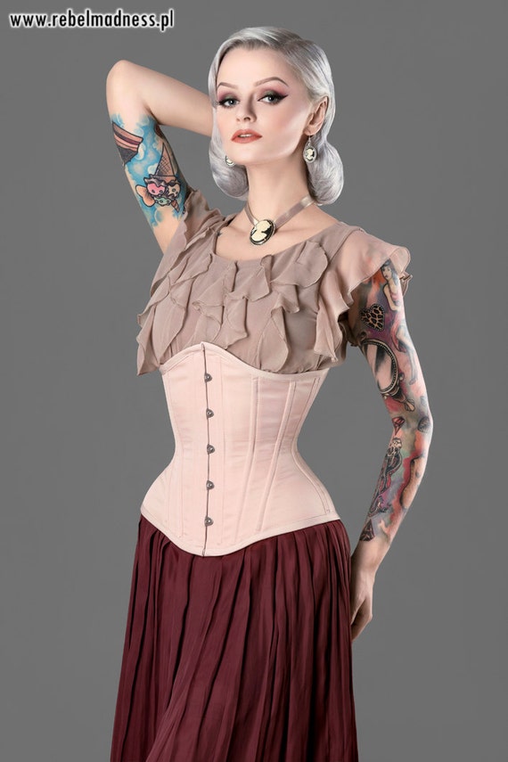 Tight Lacing White Underbust Corset in Victorian Vintage Style