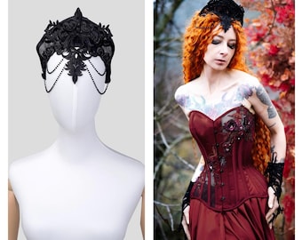 Black Gothic Crown, Evil Queen Headpiece, Cosplay Tiara