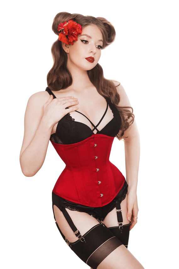 Red Plain Basic Steel Underbust Tightlacing Steel Boned Waist