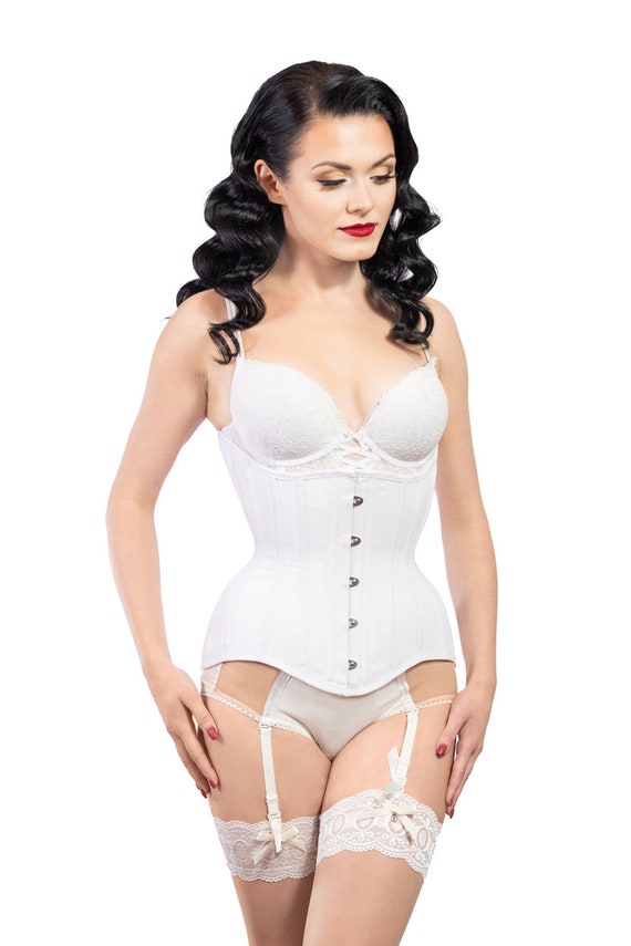 White Plain Steel Boned Waist Training Tightlacing Shaper Underbust Heavy  Duty Corset 