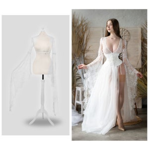 Witch sleeves bolero, white bolero, fairy, lace bolero, flared sleeves, jacket, romantic, wedding bolero, bride bolero
