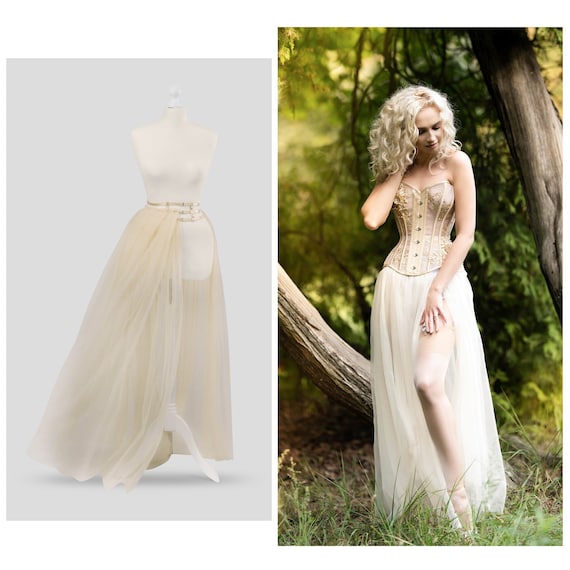 Beige tulle skirt discount