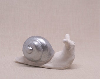 Silver clay snail - snail little sculpture - small sculpture - handmade snail #225