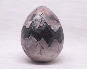 Raku Fired Ceramic Egg Sculpture: Mystic Saggar Art