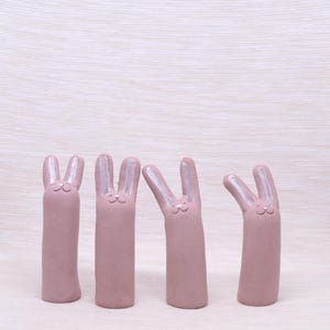 Pink Bunnies - limited edition - clay bunny - rabbit figurine - bunny miniatures - clay miniatures #461