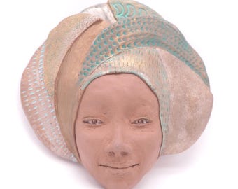 Handmade Ceramic Woman Sculpture: Wall Hanging Art