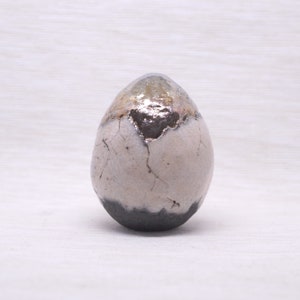 Golden Glow Raku Egg – Symbol of Light & Transformation - Raku Egg sculpture - ceramic sculpture - egg figurine - small sculpture #369